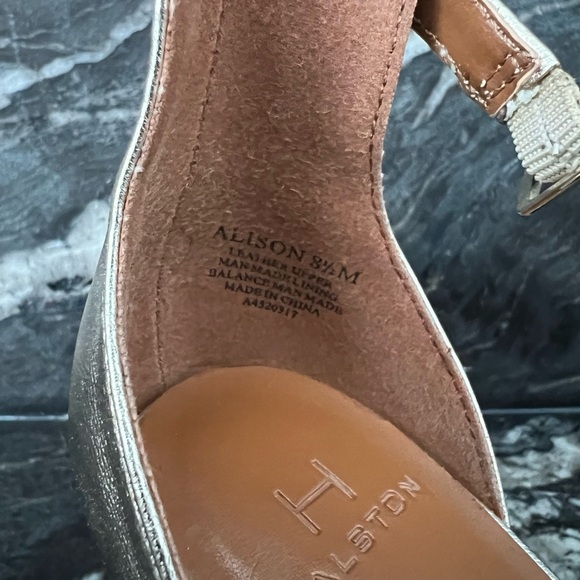 Halston Alison Gold Ankle Strap Heels - Picture 5 of 5